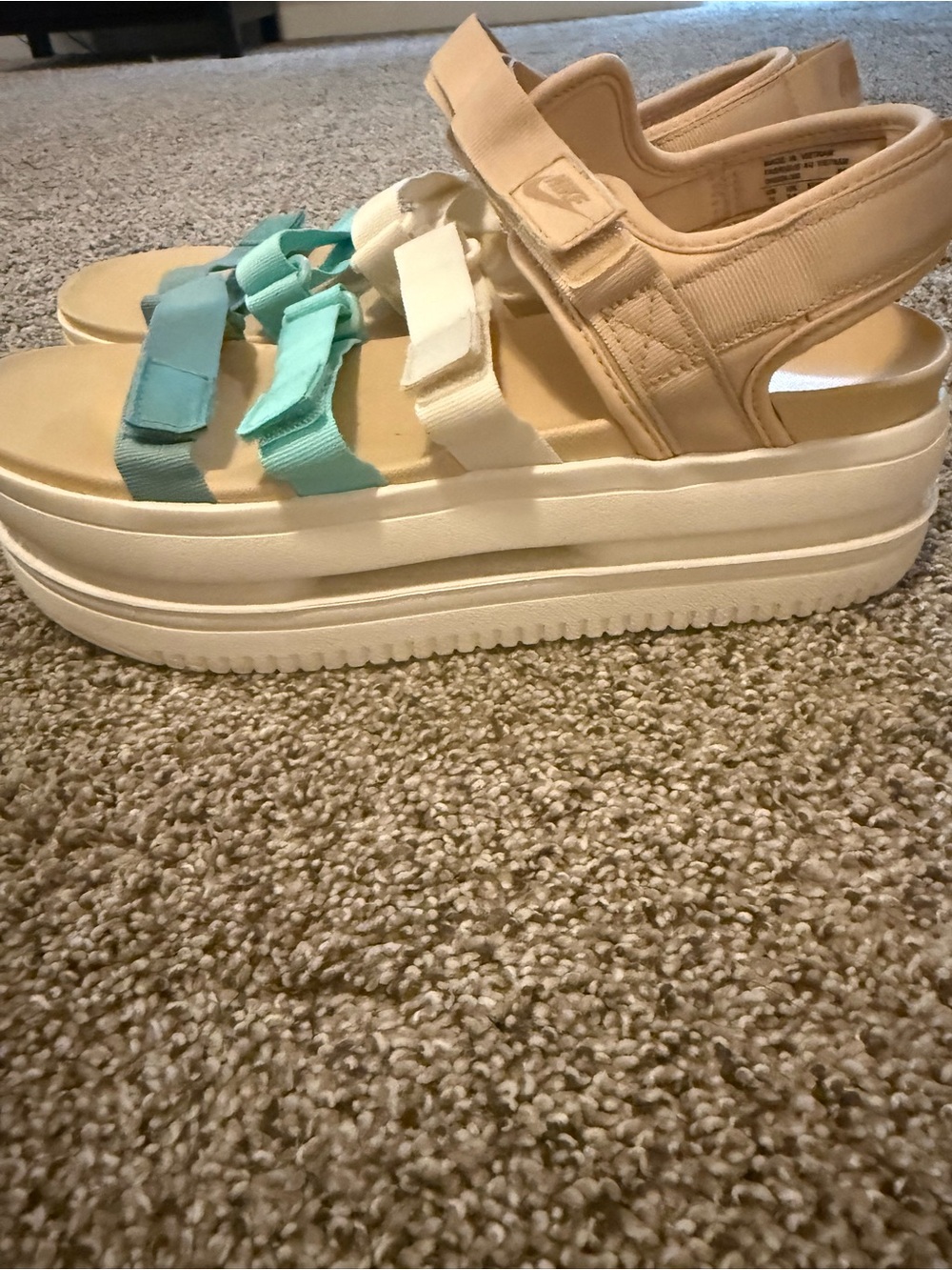 Nike Women's Multi-Color Beige and Aqua Strap Sandals - Picture 7 of 8